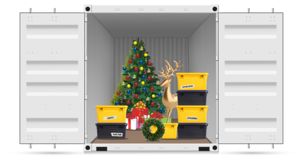 Container illustration showing seasonal decor storage