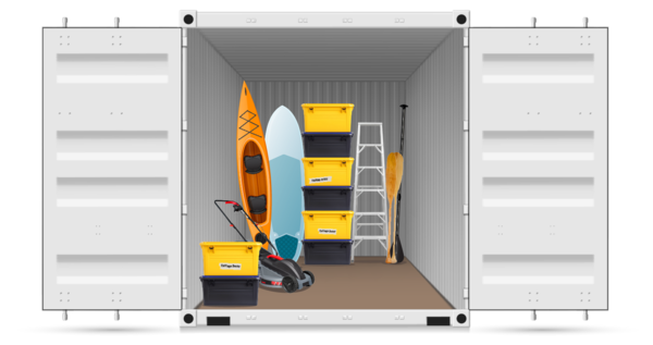 Container illustration showing garage items storage